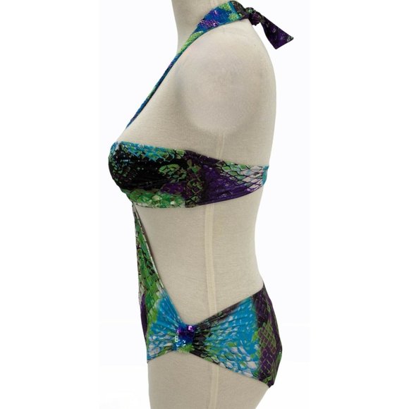 La Perla Python BEYONCE Instyle Gorgeous Sequin One Piece Swim Suit US 8 NWT - Picture 9 of 12